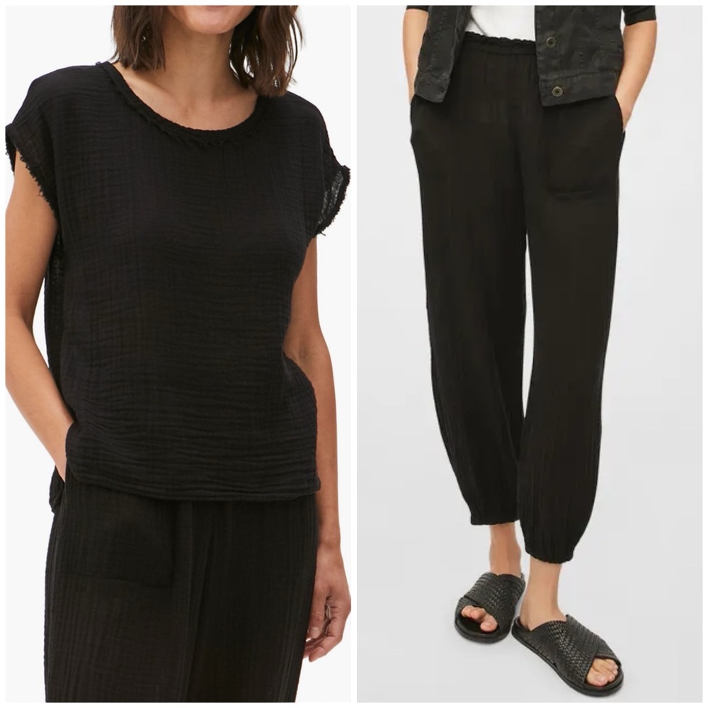 Michael Stars Elsa Relaxed Crop Joggers + Amy
Seersucker Scoop Neck Top XS